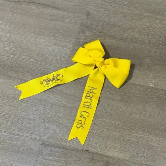 Yellow Mardi Gras Hair Bow Snap Clip Large Ribbon Barrette Party Accessory - Picture 3 of 9